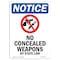 Signmission Sign, 5" H, 3.5" W, No Concealed Weapons Sign, Portrait, NS-D-35-V-14460-10PK OS-NS-D-35-V-14460-10PK - alternate 1